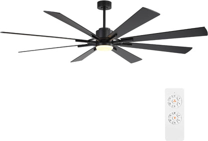 AeroBlade 80" 8-Blade 6-Speed Black Ceiling Fan with Light