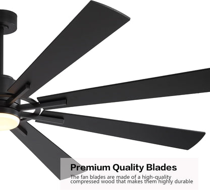 AeroBlade 80" 8-Blade 6-Speed Black Ceiling Fan with Light