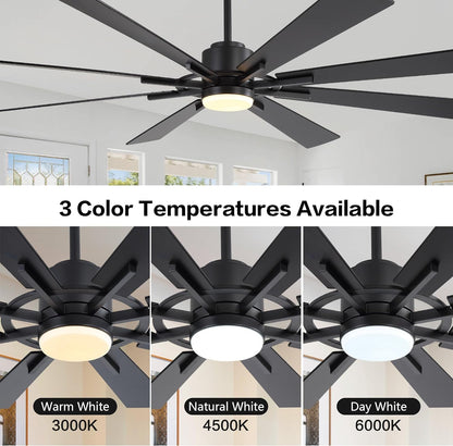 AeroBlade 80" 8-Blade 6-Speed Black Ceiling Fan with Light