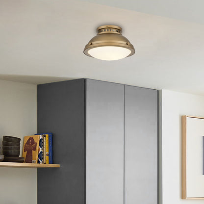 Halo 1-Light 11" Polished Brass Flush Mount Ceiling Light