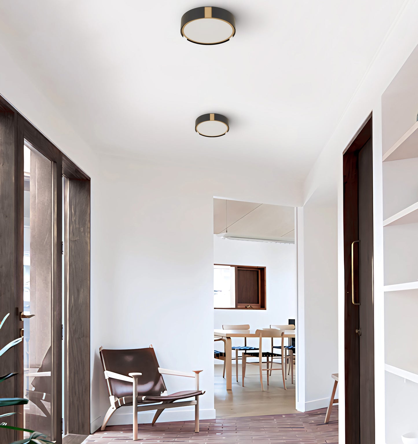 Ember 10" Matte Black with Brass LED Flush Mount Ceiling Light