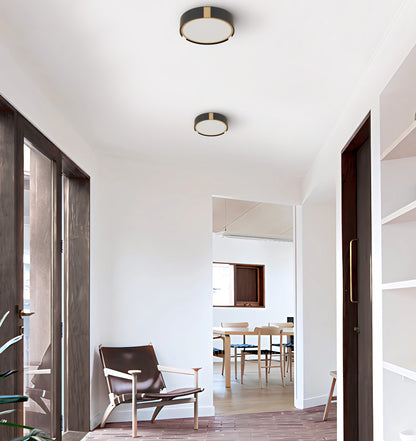 Ember 10" Matte Black with Brass LED Flush Mount Ceiling Light
