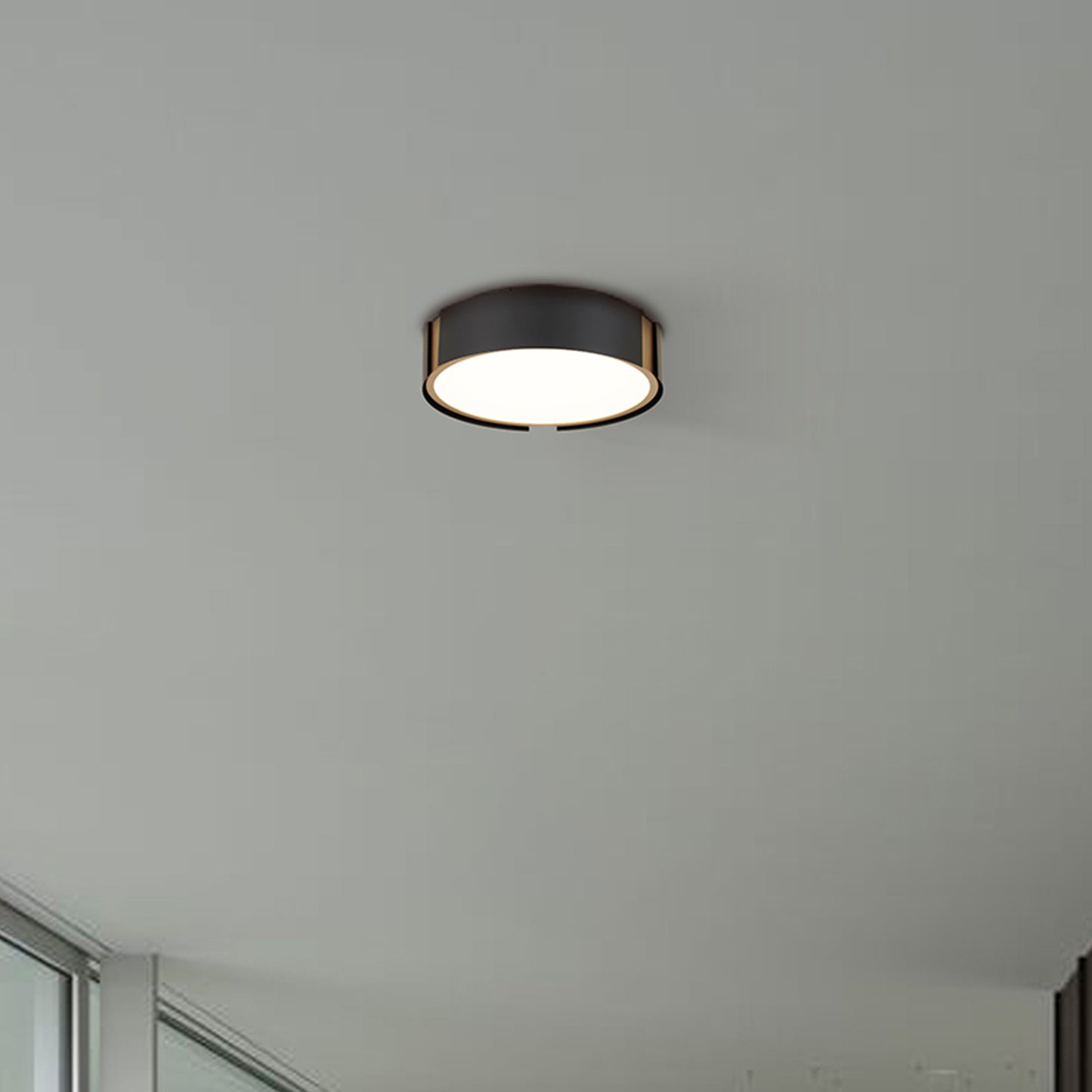 Ember 10" Matte Black with Brass LED Flush Mount Ceiling Light