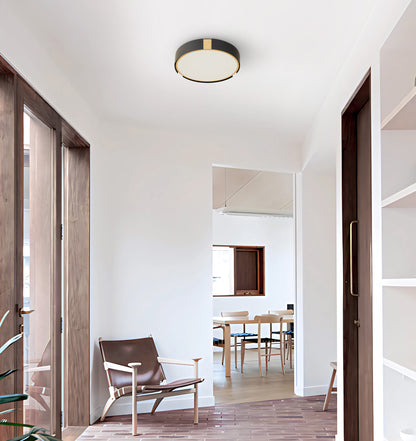 Ember 13" Matte Black with Brass LED Flush Mount Ceiling Light