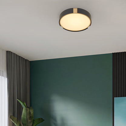 Ember 13" Matte Black with Brass LED Flush Mount Ceiling Light