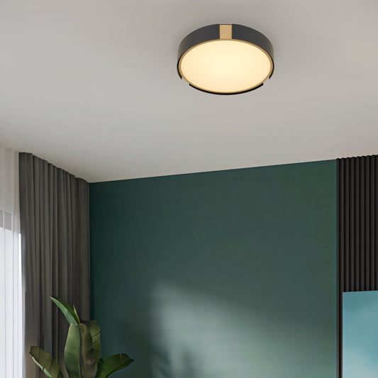 Ember 13" Matte Black with Brass LED Flush Mount Ceiling Light