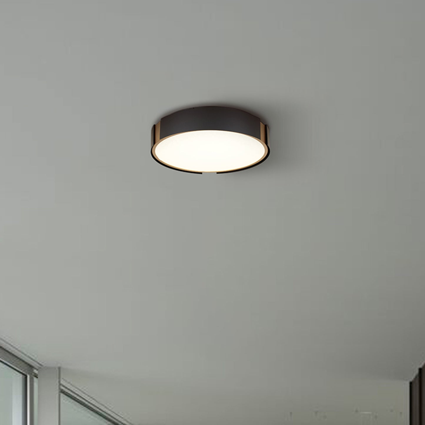 Ember 13" Matte Black with Brass LED Flush Mount Ceiling Light