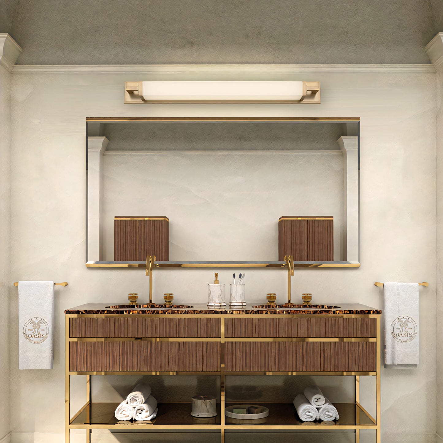 Zenith 34" Antique Brass LED Bathroom Vanity Light