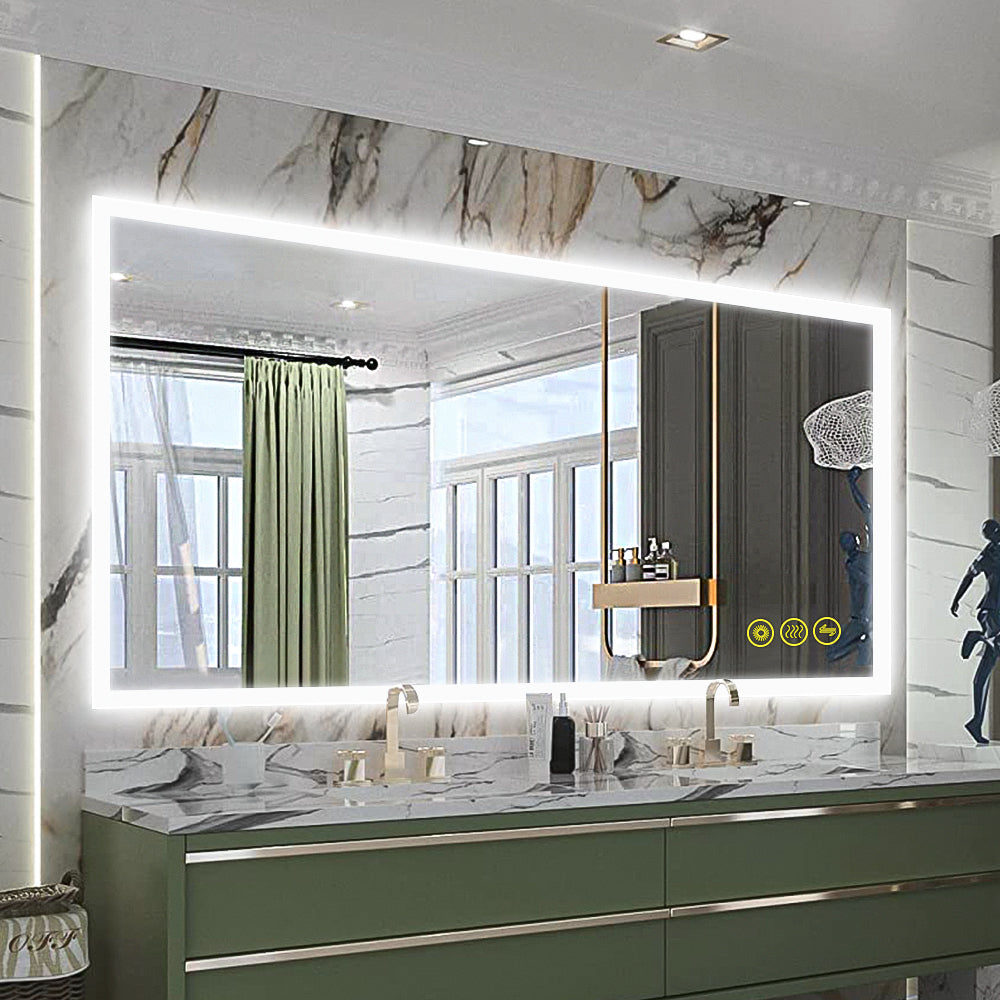SmartGlow Dimmable LED Frameless Anti-Fog Bathroom Vanity Mirror