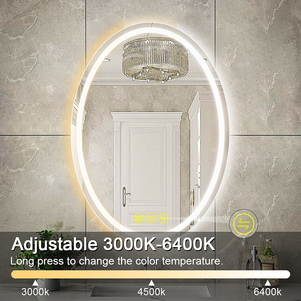 SmartReflex 24x32" Oval Frameless Backlit LED Anti-Fog Dimmable Bathroom Vanity Mirror (Copy)