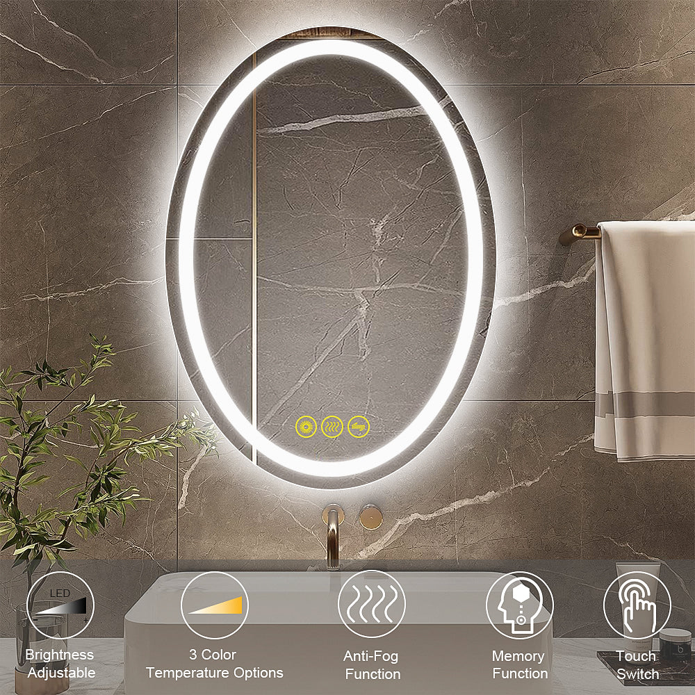 SmartReflex 24x32" Oval Frameless Backlit LED Anti-Fog Dimmable Bathroom Vanity Mirror (Copy)