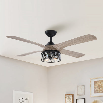 BreezeLite 52" Modern Crystal Reversible 2-Light Ceiling Fan