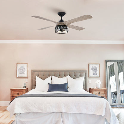 BreezeLite 52" Modern Crystal Reversible 2-Light Ceiling Fan