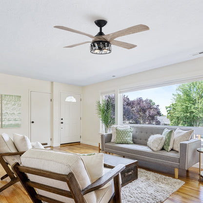 BreezeLite 52" Modern Crystal Reversible 2-Light Ceiling Fan
