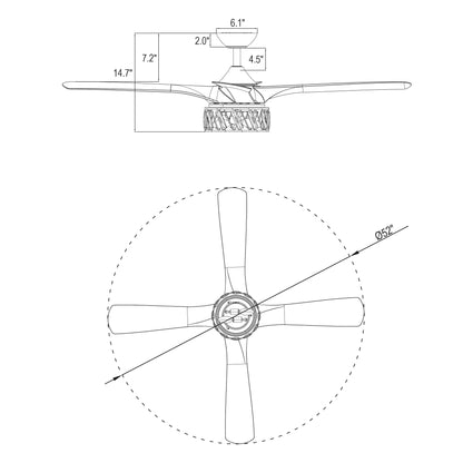 BreezeLite 52" Modern Crystal Reversible 2-Light Ceiling Fan