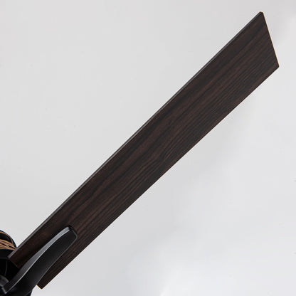BreezeLite 52" Farmhouse Matte Black Rattan Ceiling Fan