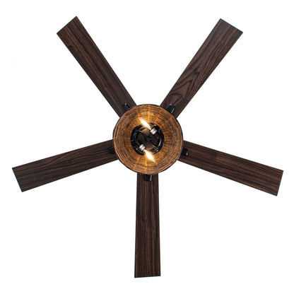 BreezeLite 52" Farmhouse Matte Black Rattan Ceiling Fan