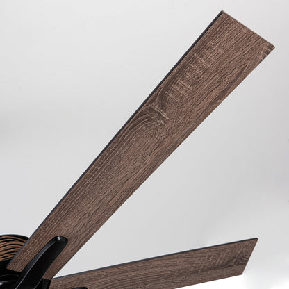 BreezeLite 52" Farmhouse Matte Black Rattan Ceiling Fan
