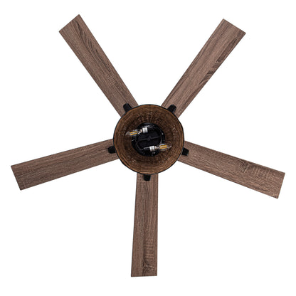BreezeLite 52" Farmhouse Matte Black Rattan Ceiling Fan