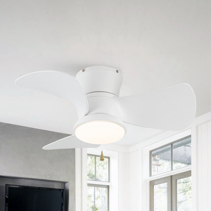 BreezeLite 31" Modern White Flush Mount LED Ceiling Fan