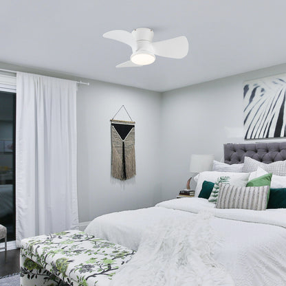 BreezeLite 31" Modern White Flush Mount LED Ceiling Fan