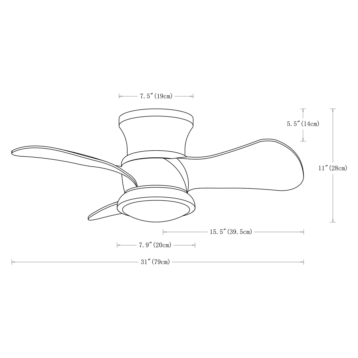 BreezeLite 31" Modern White Flush Mount LED Ceiling Fan