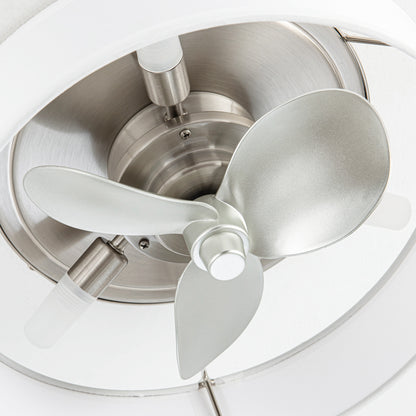 BreezeLite Modern 12.6" Nickel Caged Flush Mount Ceiling Fan