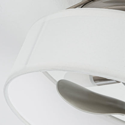 BreezeLite Modern 12.6" Nickel Caged Flush Mount Ceiling Fan