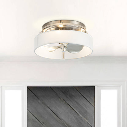 BreezeLite Modern 12.6" Nickel Caged Flush Mount Ceiling Fan