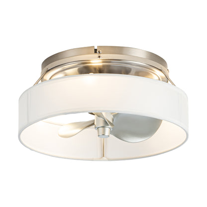 BreezeLite Modern 12.6" Nickel Caged Flush Mount Ceiling Fan