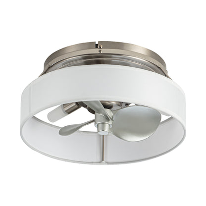BreezeLite Modern 12.6" Nickel Caged Flush Mount Ceiling Fan