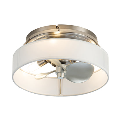 BreezeLite Modern 12.6" Nickel Caged Flush Mount Ceiling Fan