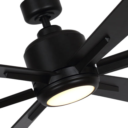 BreezeLite Modern 65" Matte Black LED Downrod Ceiling Fan