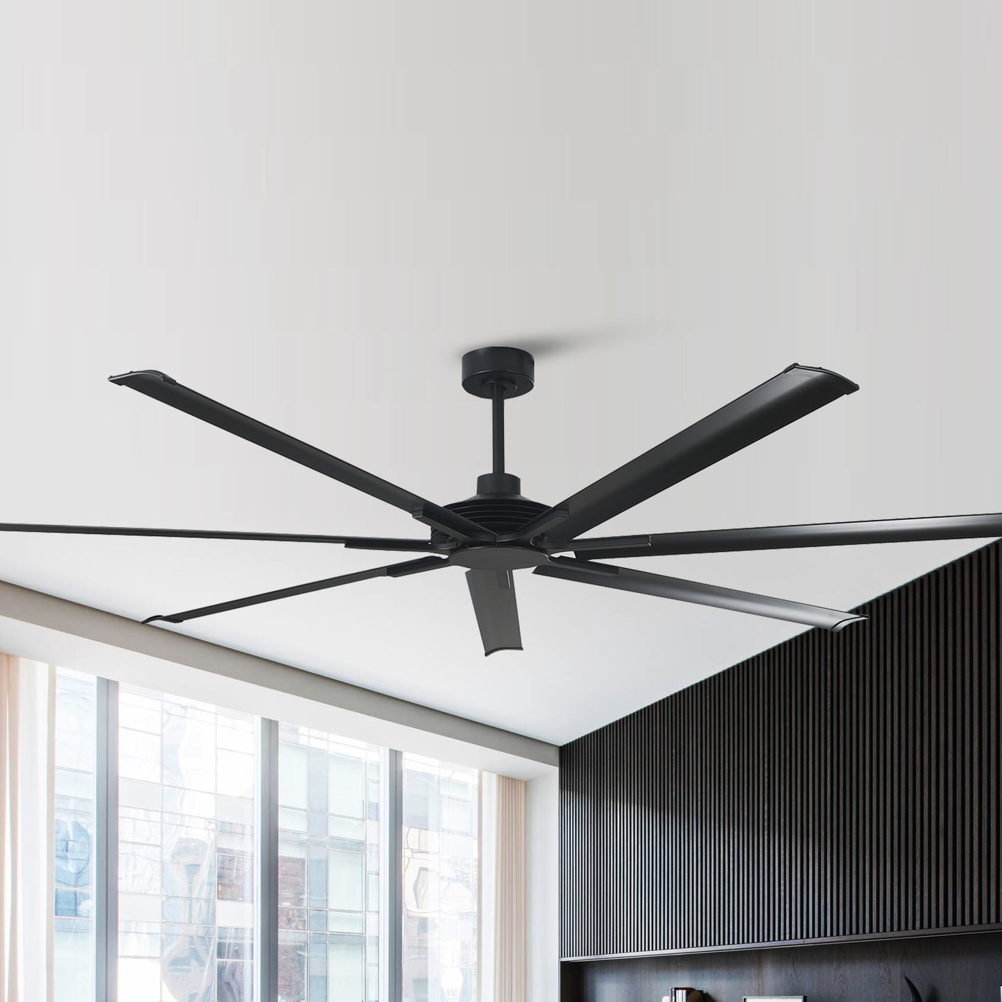 Ceiling Fan Modern 100" Industrial 7-Blade Black Metal