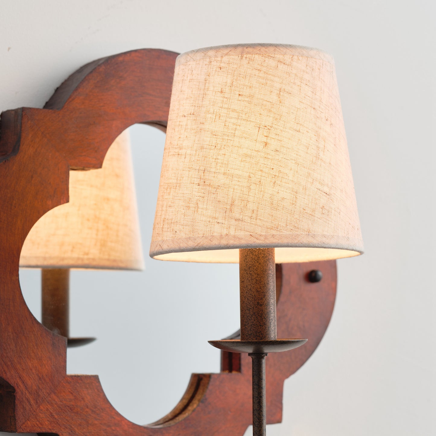 Lusteria 14" Distressed Wood Mirrored Farmhouse 1-Light Wall Sconce