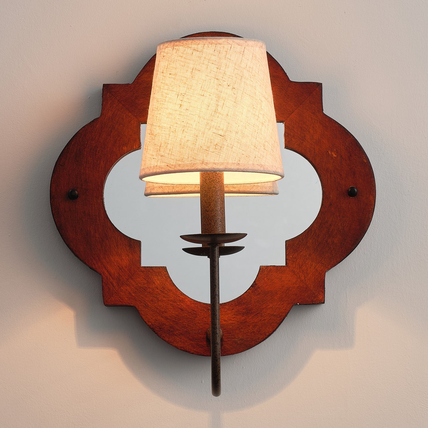 Lusteria 14" Distressed Wood Mirrored Farmhouse 1-Light Wall Sconce