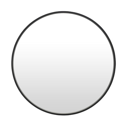 Reflections Sleek Modern 36" Round Black Aluminum Framed Wall Mirror