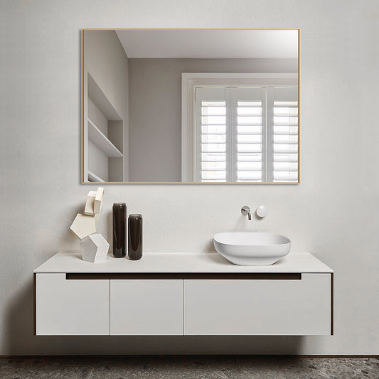 Reflections Sleek Modern Gold Aluminum Framed Wall Mirror