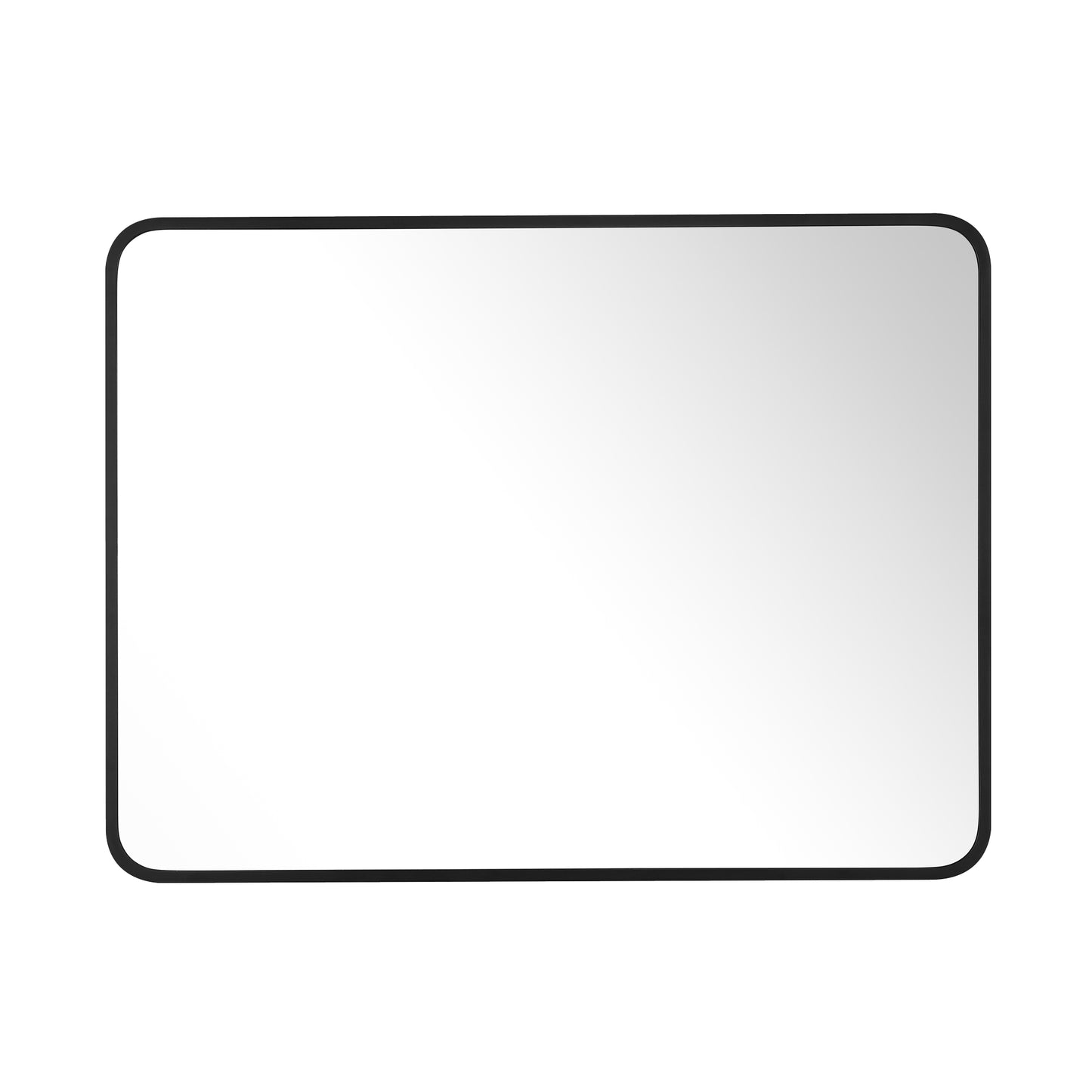 Reflections Sleek Modern Black Aluminum Framed Soft Corner Wall Mirror