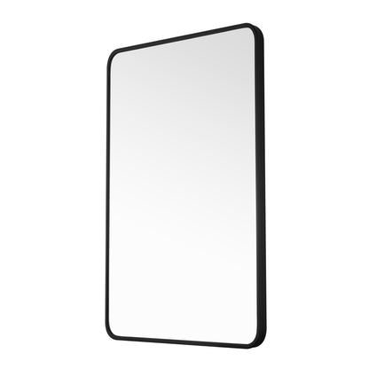 Reflections Sleek Modern Black Aluminum Framed Soft Corner Wall Mirror