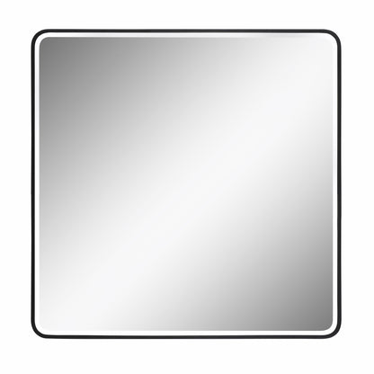 Reflections Sleek Modern Black Beveled Soft Corner Wall Mirror