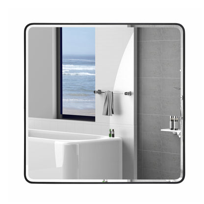 Reflections Sleek Modern Black Beveled Soft Corner Wall Mirror