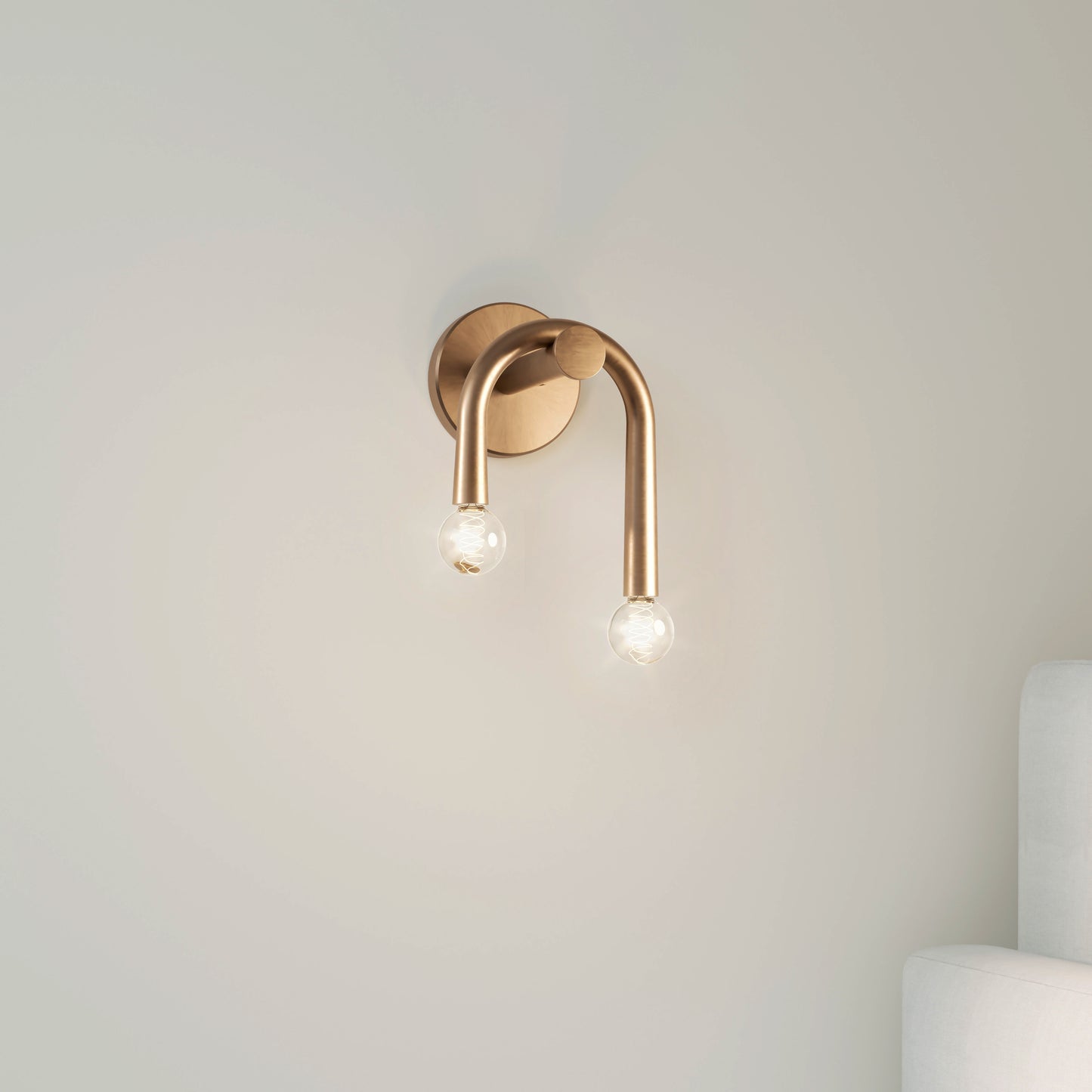 Caboche Mid-Century Modern Gold 2-Light Wall Sconce