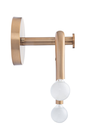 Caboche Mid-Century Modern Gold 2-Light Wall Sconce