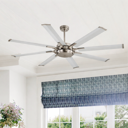 72" Brushed Nickel Ceiling Fan with Remote – Smart 6-Blade, No Light, Quiet DC Motor