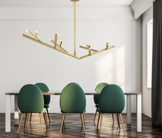 The Oaks Brushed Brass Linear 12-Light Branch Chandelier