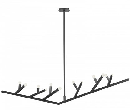 The Oaks Matte Black Linear 12-Light Branch Chandelier