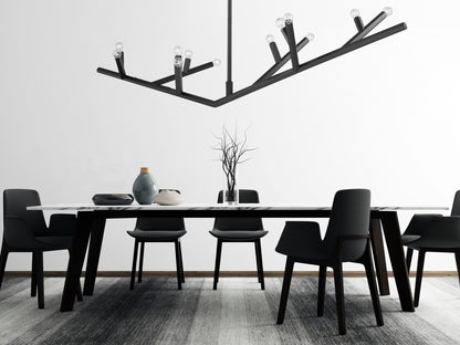 The Oaks Matte Black Linear 12-Light Branch Chandelier
