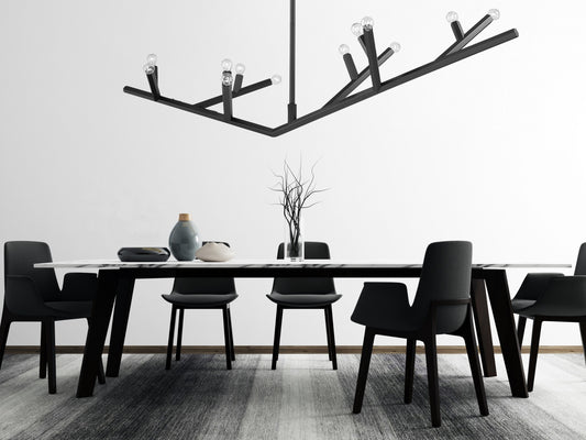 The Oaks Matte Black Linear 12-Light Branch Chandelier