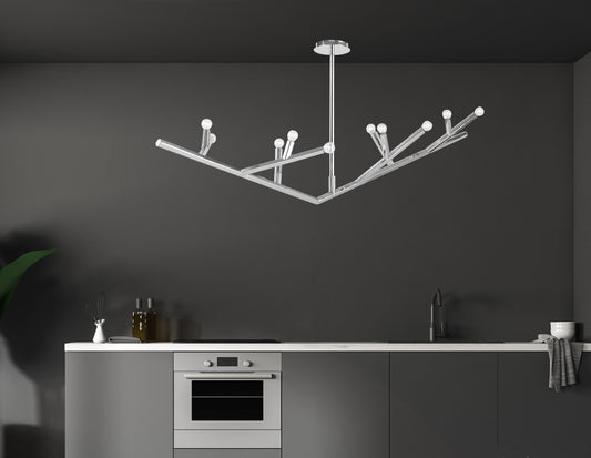 The Oaks Polished Nickel Linear 12-Light Branch Chandelier